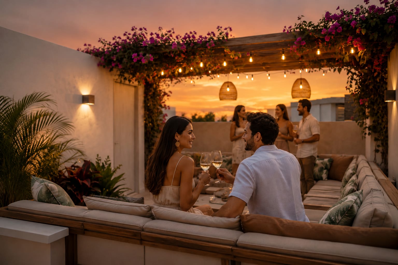 Rooftop al atardecer en Cartagena